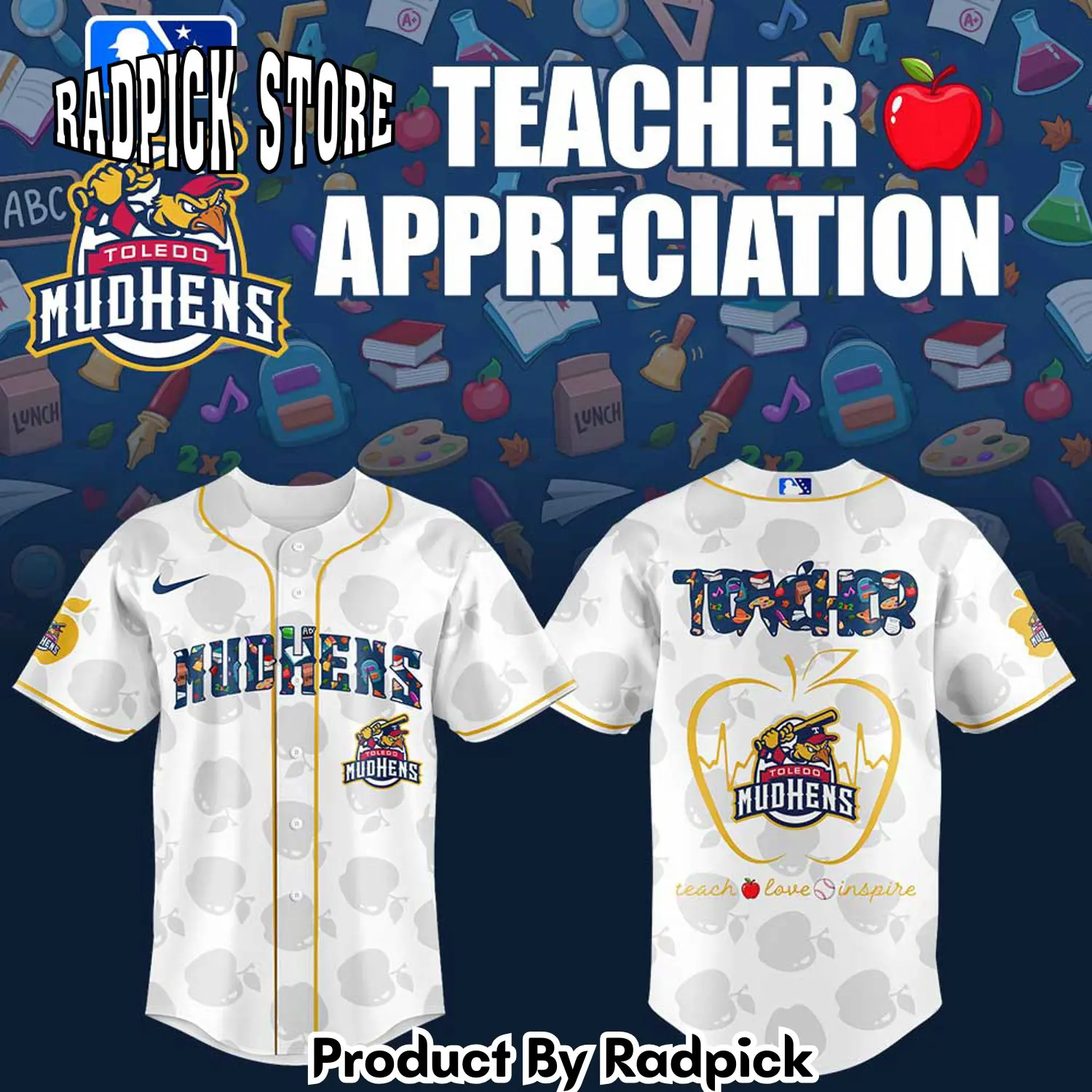 Radpick toledo mud hens teacher appreciation combo baseball jersey rp12722